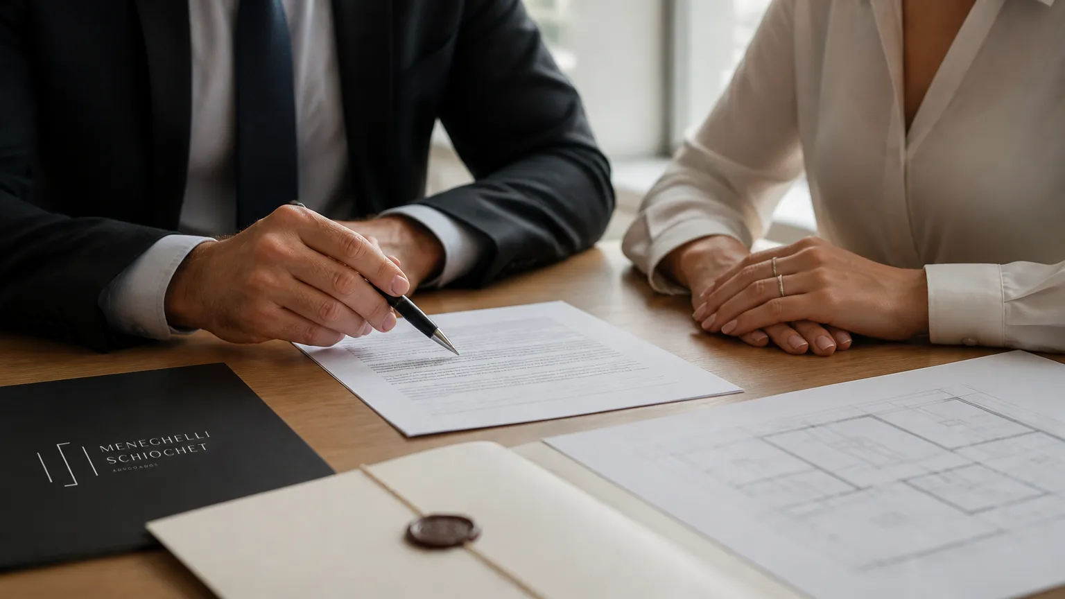 Análise técnica de contratos imobiliários em servico de advocacia direito civil preventivo.