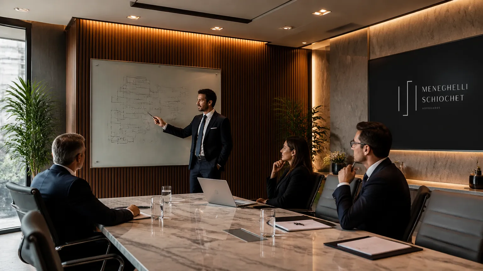 Estratégia societária conduzida por equipe de advocacia em direito empresarial consultivo.